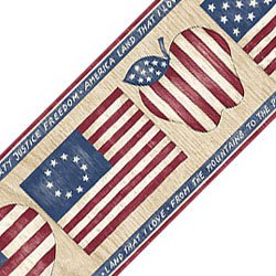 American Flag Wallpaper Border – Country Hearts Decor Wall Border Roll