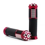 Anti-Slip Removable CNC Bar End Cap Rubber Gel Handlebar Mount Gear Grips 7 8 Red For... by OEM