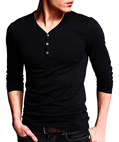 Niceclo Men's Long Sleeve T Shirts Casual Slim Fit Henley Shirt