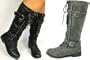 Womans Lace Up Army Biker Knee High Black Ladies Military Boots Size 3 4 5 6 7 8