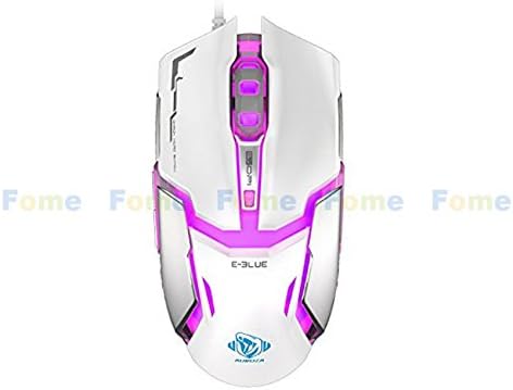 FOME E-3lue AUROZA Pro 5 color Breathing LED light 4 files DPI Ergonomics Gaming Mouse Mice M618 White + FOME Gift