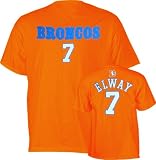 John Elway Orange Reebok Name and Number Denver Broncos T-Shirt - Large