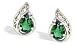 Jewelry : 14K White Gold Pear Created Emerald and Diamond Filligree Earrings