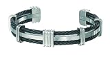 Revv Titanium And Black Cable Wire Cuff Bracelet