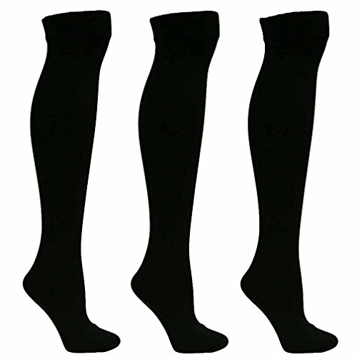 Luxury Divas Toasty Thermal Black 3 Pack Non-Slip Thick Knee-High Socks