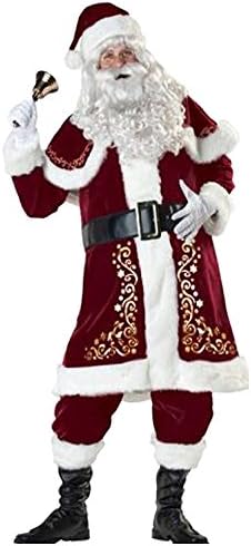 ZNFQC Men Christmas Santa Claus Costume Luxury Suit Outfits Adult Uniforms Plus Size M-3XL (3XL)