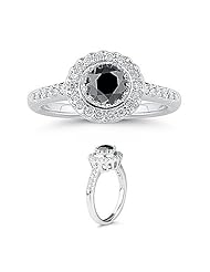 1.37 Cts Black & White Diamond Ring in 14K White Gold