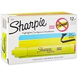 Sharpie Accent Tank-Style Highlighters, Fluorescent Yellow, 12 Pack (25025)