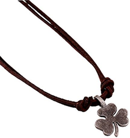 UNIONTOP Mens Vintage Four Leaf Clover Necklace Punk Necklace