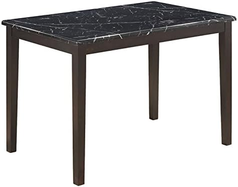 Rectangular 27.5" Faux Marble and Wooden Stain- and Impact-Resistant Dining Table
