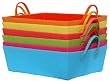 Bright Cotton Fabric Covered Large Cases with Leatherette Handles 18"x13.5"x6" Set of 6