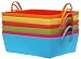 Bright Cotton Fabric Covered Large Cases with Leatherette Handles 18"x13.5"x6" Set of 6