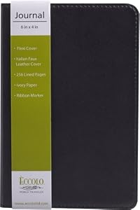 World Traveler Collection Leather Simply Black Journal, Small 4x6