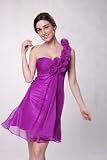 #10630 Rosettes One Shoulder Chiffon Short Cocktail Prom Dress