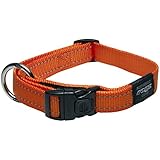 Rogz Utility Large 3/4-Inch Reflective Fanbelt Dog Collar, Orange