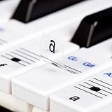 Keysies Transparent Plastic Removable Piano and Keyboard Note Stickers - Plus Handy Placement Guide.