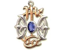 Anh&auml;nger Wikingerkompass Reisen 925er Silber mit Gold und Lolith esoterischer Schmuck