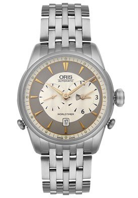 Oris Men's 690 7581 4051MB Artelier Worldtimer Silver Dial Watch