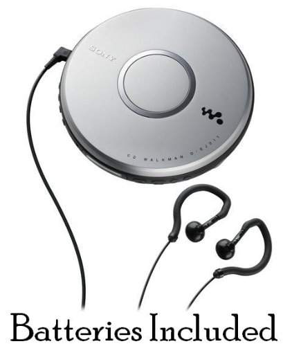 Sony Portable Skip-Free CD Player Walkman with Clip Style Earbud Headphones, LCD Display, Digital Mega Bass Sound, Automatic Volume Limiter System & CD-R/RW Playback - Silver ** Batteries Included **