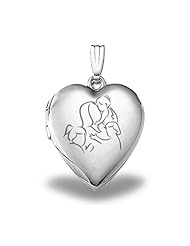 Sterling Silver "Mom with Three Daughters" Heart Locket 3/4 inch x 3/4 inch