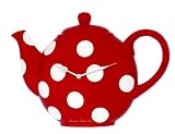 Red Spotty "Teapot" Kitchen Wall Clock 29.5cm 24201