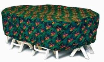 Two Dogs Designs, 92 Oval/Rect Table Cover, Bird of Paradise