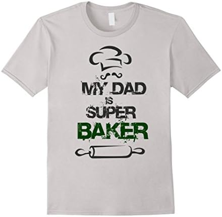 Men's My Dad is Super Baker shirt  Medium Silver