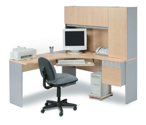 Maple and Silver Corner Workstation Classic Maple Collection by Bestar Office Furniture - 08360-43