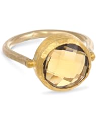 Nava Zahavi Round Beer Quartz Wrapped 24K Gold on Gold Band Ring, Size 6.5