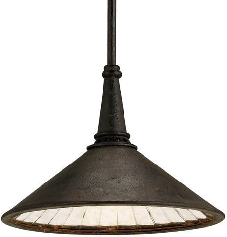Currey and Company 9056 Manuscript 1-Light Pendant, Smoke Black Finish and Smoke Black Finish Shade with Mirror Liner by North Coast Lighting