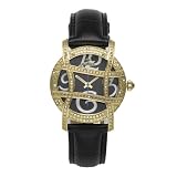 Just Bling Ladies JB-6214L-A Victory Combo Black Designer Dial Leather Diamond Watch