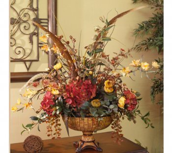 Orchid and Hydrangea Silk Flower Arrangement