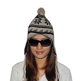 Ladies Warm Ski & Skate Fun Tassel Pom Knit Hat / Winter Hat - One Size Fits All - Khaki & Black (Size: one size ) Ladies Warm Ski & Skate Fun Tassel Pom Knit Hat / Winter Hat - One Size Fits All - Khaki & Black (Size: one size )