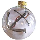 ArtisanStreet's Anchors Aweigh Ornament. Hand Painted Glass Ball. Features Gray & Red Ship's Anchor. For Christmas Tree Or Stocking Stuffer. Made To Order & Signed By Artisan.