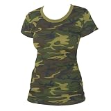 Pink and White Camouflage Cammo Novelty Print Super soft 100% cotton longer womens and girls tee shirt. 5 Adult Sizes