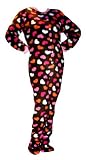 Big Feet Pjs Brown Fleece w/ Hearts Adult Footed Pajamas with Drop-seat (209)