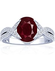 14K White Gold Cushion Cut Ruby Fana Designer Ring