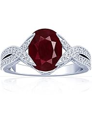 18K White Gold Cushion Cut Ruby Fana Designer Ring