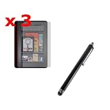 WOWparts 3-Pack Clear Screen Protector Film+Stylus Pen for Amazon Kindle Fire