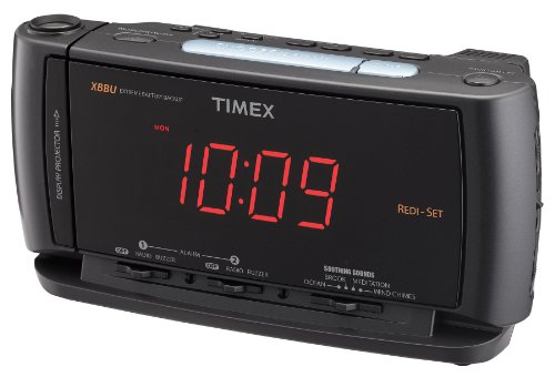 Timex T740 Redi-Set Dual Alarm Clock Radio with Time Projector, Flashlight, Soothing Sounds, and Battery Back-Up (Black)