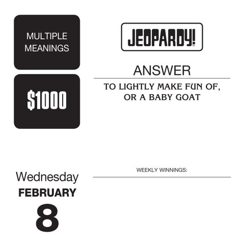 Jeopardy!: 2012 Day-to-Day Calendar [Calendar]