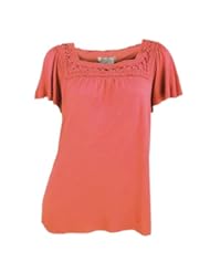 Apparel: Matty M Macrame Crochet Trim Shirt (Hyacinth, Medium)