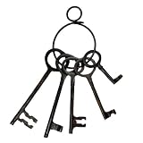 Replica Antique Brass Jailer Skeleton Keys on Ring (Set of 5 Keys)