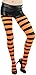 ToBeInStyle Women's Full Footed Wide Striped Tights - Black And Orange- One Size Regular