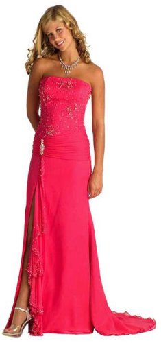 Astrapahl, Langes Luxus Abendkleid, mit Perlenstickrei, sehr festlich, Farbe pink, Gr.40