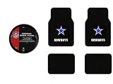 A Set of 4 Universal Fit NFL Plush Carpet Floor Mats and 1 Steering Wheel Cover - Dallas Cowboys