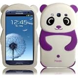 3D Bear Panda Soft Silicon Back Jelly Skin Cover Case for Samsung Galaxy S 3 S3 III i9300 i747 T999 L710 i535 White Purple