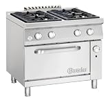 4 Flammen Gasherd mit Gasbackofen 2/1 GN Serie 900