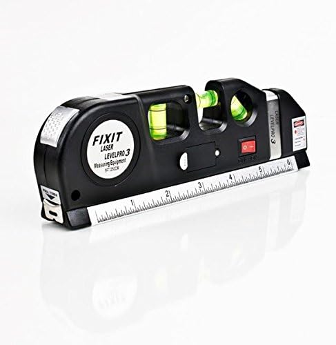 DimsumShop Multipurpose Laser Level Aligner 3 Bubbles Measuring Tape Ruler
