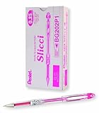 IMAGE OF Pentel Arts Slicci 0.25 mm Extra Fine Gel Pen, Pink Ink, Box of 12 (BG202-P1)